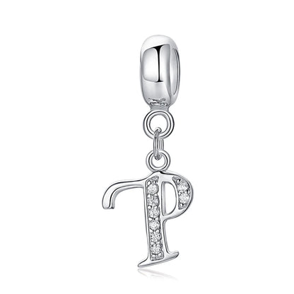 925 argent Sterling breloque perle Vintage Alphabet A-Z lettre pendentif breloques ajustement marque Bracelets colliers femmes bijoux à bricoler soi-même