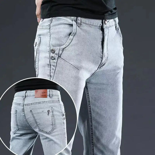 Jean Slim en Denim pour Homme, Pantalon Crayon Décontracté, Nouvelle Collection Printemps et Automne