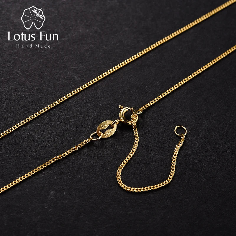Lotus Fun – collier en argent Sterling 925 véritable, bijoux fins, or 18 carats, chaîne classique facile à assortir, sans pendentif,