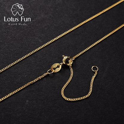 Lotus Fun – collier en argent Sterling 925 véritable, bijoux fins, or 18 carats, chaîne classique facile à assortir, sans pendentif,
