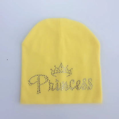 Bonnet de princesse en coton avec diamant pour bébé fille et garçon, casquette pour enfant en bas âge, automne