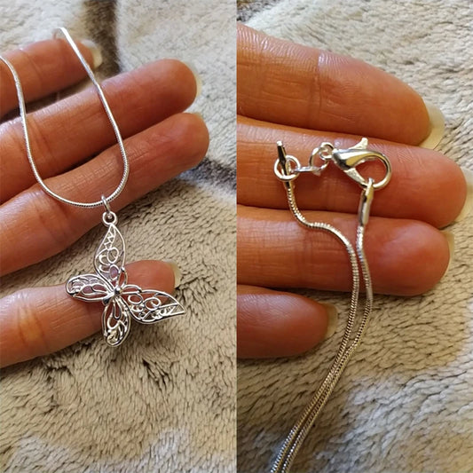DOTEFFIL – collier avec pendentif papillon en argent Sterling 925, chaîne serpent de 18/20/22/24/28/30 pouces pour femmes, bijoux de fiançailles et de mariage