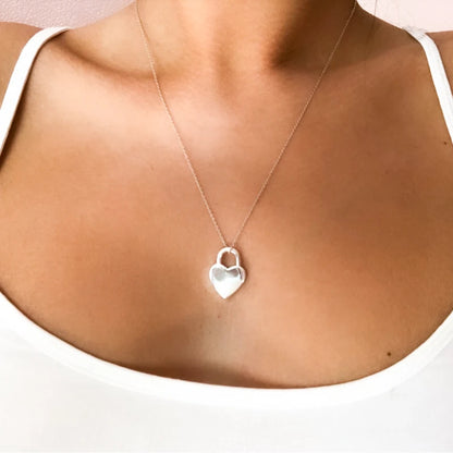 DOTEFFIL – collier avec pendentif carré/verrouillage en forme de cœur, en argent Sterling 925, avec Logo Original, chaîne de 16 à 30 pouces pour femmes, fiançailles et mariage
