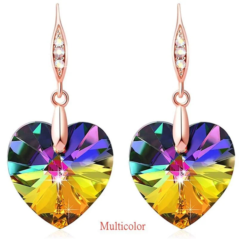 Boucles d'oreilles longues à crochet en Zircon Rose, bijoux en or Rose,