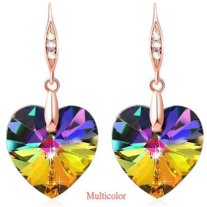 Boucles d'oreilles longues à crochet en Zircon Rose, bijoux en or Rose,