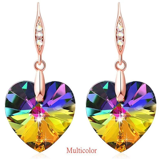 Boucles d'oreilles longues à crochet en Zircon Rose, bijoux en or Rose,