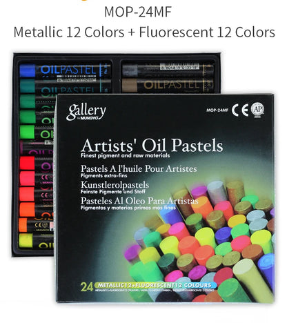 Mungyo-Crayons Fluorescents à l'Huile Douce, Pastel D.lique Sec pour Dessin, Craies Rapdocument, Papeterie, Bureau, Avertissement, 12/24 Couleurs