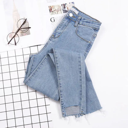 Jean skinny taille haute pour femme, pantalon en denim, leggings rétro, pantalon slim, surintendant ser, streetwear décontracté, longueur de rinçage