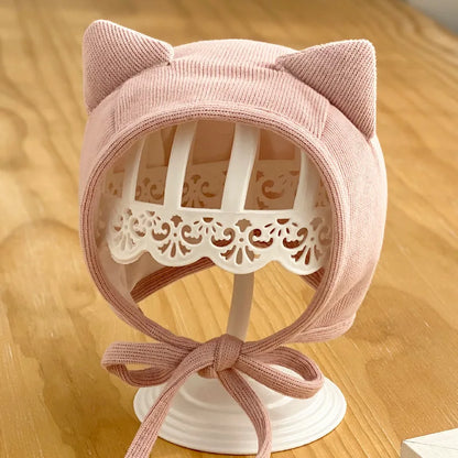 Mignon chat oreille bébé chapeau automne hiver doux bébé garçon fille casquette oreille couleur unie Protection chapeaux nouveau-né Bonnet Bonnet Enfant