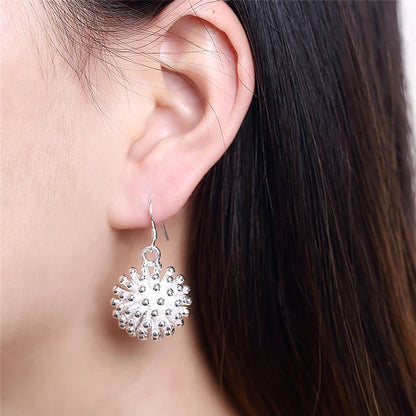 DOTEFFIL 925 en argent Sterling feu d'artifice fleur collier boucle d'oreille ensemble breloque populaire joli collier boucle d'oreille ensembles bijoux pour femmes