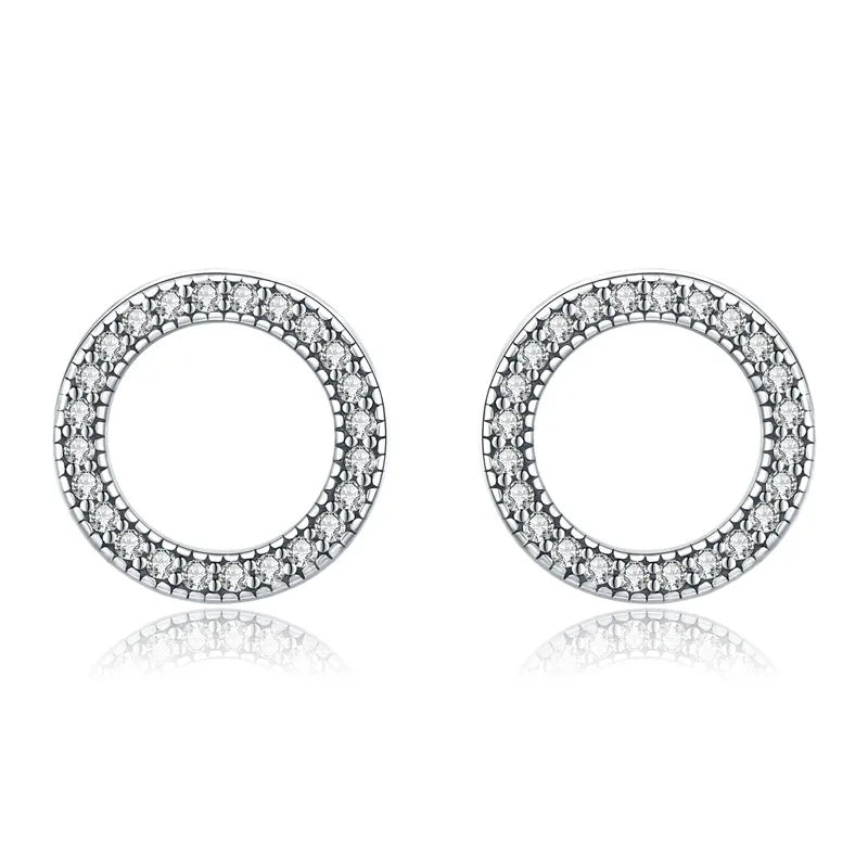WOSTU mode chaude 100% 925 argent Sterling chanceux pour toujours boucles d'oreilles circulaires pour les femmes authentique Original bijoux cadeau