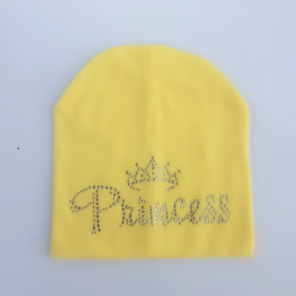 Bonnet de princesse en coton avec diamant pour bébé fille et garçon, casquette pour enfant en bas âge, automne