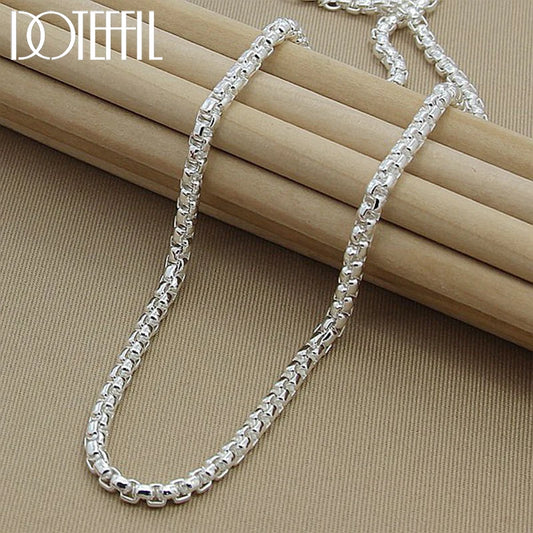 DOTEFFIL 925 argent Sterling 5mm boîte ronde chaîne 18/20/24 pouces collier pour femme hommes mode mariage fiançailles charme bijoux