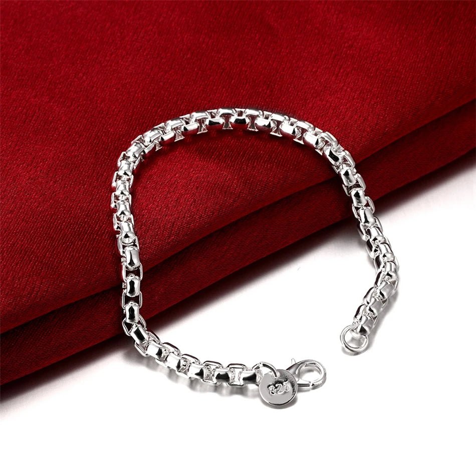 DOTEFFIL 925 en argent Sterling 18K or boîte ronde chaîne Bracelet pour les femmes mode charme mariage fiançailles fête bijoux