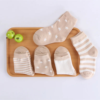 5 paires / lots de chaussettes en coton doux pour enfants garçons filles bébé bande de mode bande chaude automne hiver 0-8 ans chaussettes de dessin animé pour enfants