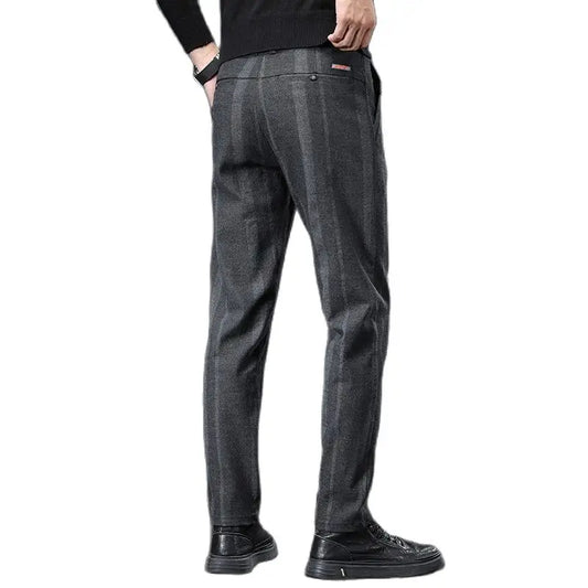 Pantalon décontracté à rayures verticales pour hommes, pantalon décontracté, gris, bleu, noir, nouveau, printemps, automne
