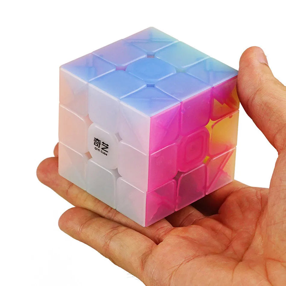 Qiyi Warrior W 3x3x3 Cube de vitesse sans colle Transparent professionnel Cube magique Puzzles jouets éducatifs colorés pour les enfants