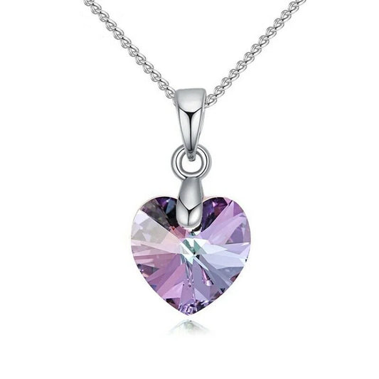 Ensemble de bijoux pendentif coeur pour femme, collier, boucles d'oreilles, argent, violet, Zcomprend