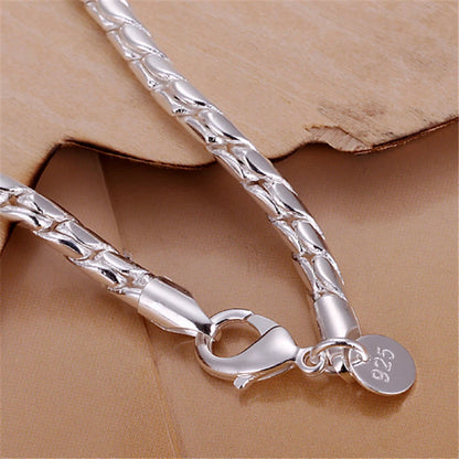 DOTEFFIL 925 argent Sterling 18K or Bracelets 4mm serpent chaîne vis convient charme européen 20 cm bricolage bijoux de mode femmes cadeau
