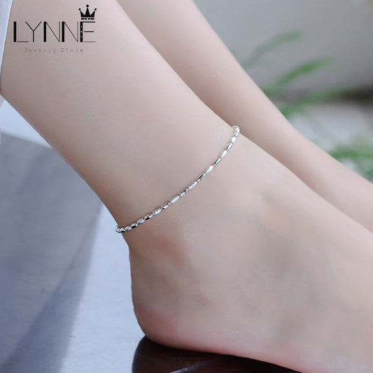 Chaîne de cheville en perles pour femmes, petit mètre, en argent Sterling 925, Grain d'olive, bijoux de pied, cadeau, nouvelle mode
