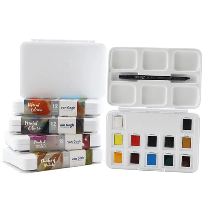 Van Gogh – ensemble de peintures à l'aquarelle, série de couleurs métalliques roses et violettes, fournitures d'art, fournitures scolaires