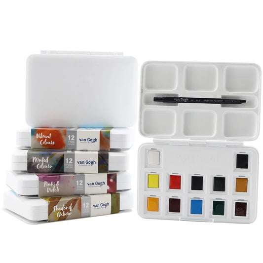 Van Gogh – ensemble de peintures à l'aquarelle, série de couleurs métalliques roses et violettes, fournitures d'art, fournitures scolaires