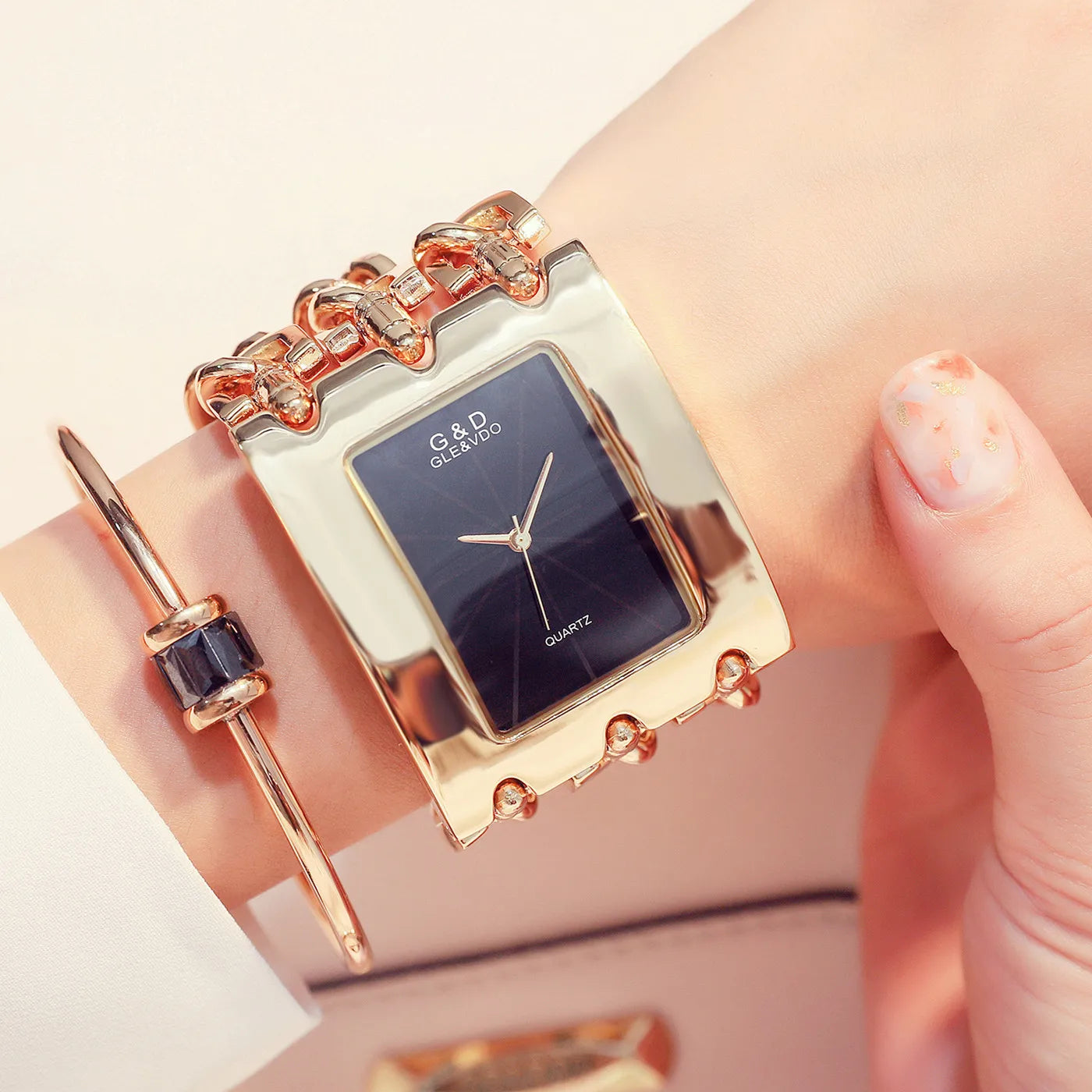 G & D-Montre-bracelet décontractée pour femme, trois JOQuartz,