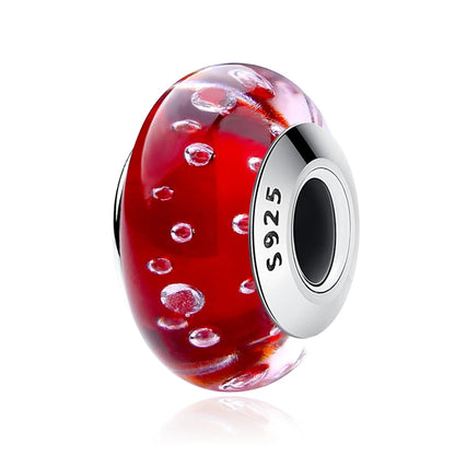 BAMOER 925 en argent Sterling belle fleur rose perles de charme en verre de Murano européen
