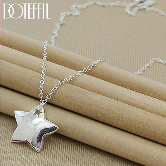 DOTEFFIL véritable 925 en argent Sterling étoile pendentif collier 18 pouces chaîne bijoux de mode collier pour les femmes offre spéciale