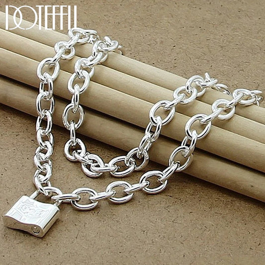 DOTEFFIL – colliers avec pendentif à serrure carrée en argent Sterling 925, chaîne de 18 pouces pour femmes amoureux, bijoux de fête de mariage