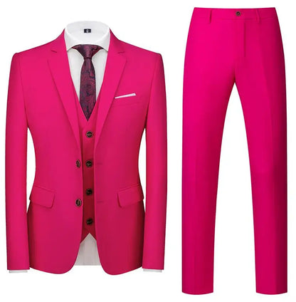 Costume vert clair pour Homme, 3 pièces (veste + pantalon + gilet), noir, gris, rouge, Terno Masculino, mode Slim, taille asiatique M-6XL