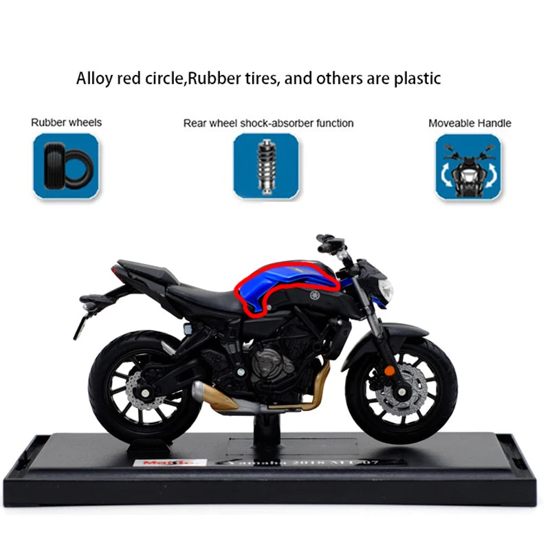 Maisto 1:18 Yamaha 2018 MT-07 Alliage Moulé Sous Pression Moto Modèle Réalisable Shork-Absorbeur Jouet Pour Enfants Cadeaux Jouet Collection