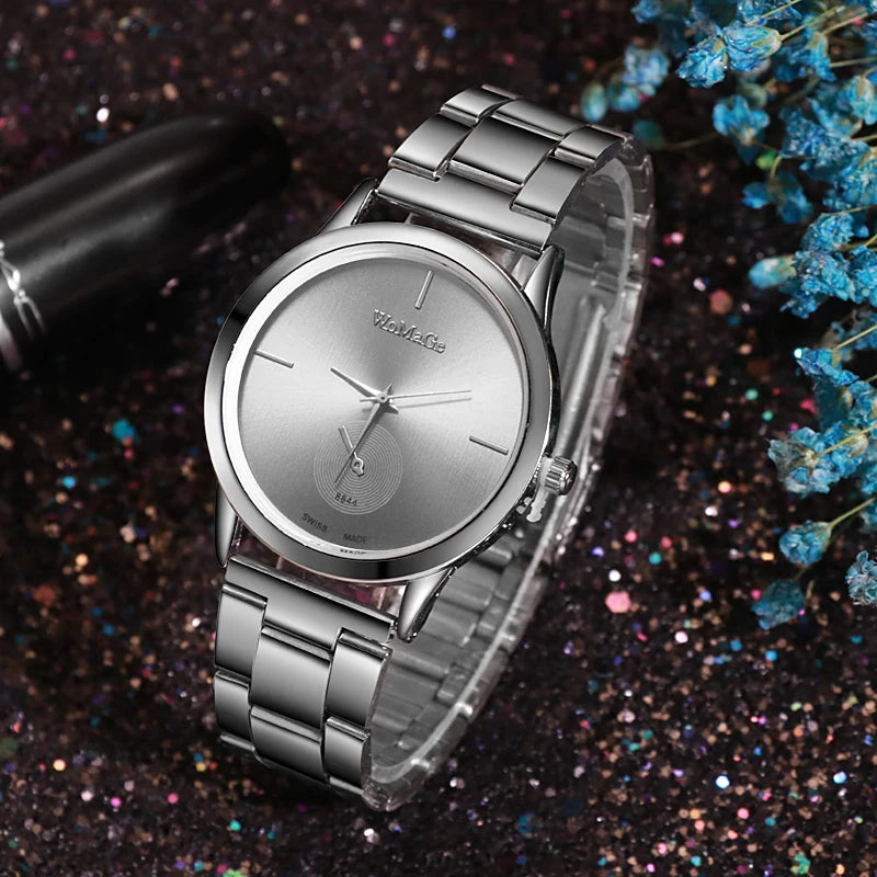 WoMaGe montres femmes montres en or en acier inoxydable montres à Quartz