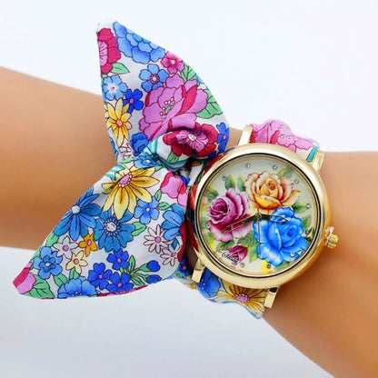 Shsby-Montre-bracelet en tissu de haute qualité pour femme, nouveau design, avec grille papillon