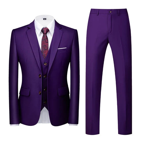 Costume vert clair pour Homme, 3 pièces (veste + pantalon + gilet), noir, gris, rouge, Terno Masculino, mode Slim, taille asiatique M-6XL