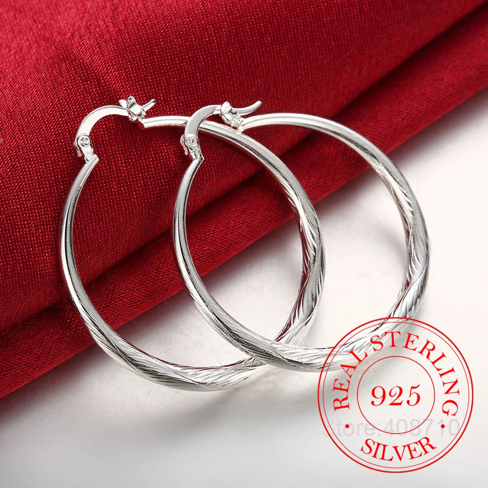 Boucles d'oreilles rondes Hip Hop en argent Sterling 925 pour femmes, grand cercle de 4.0cm,