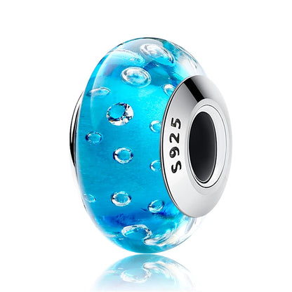 BAMOER 925 en argent Sterling belle fleur rose perles de charme en verre de Murano européen