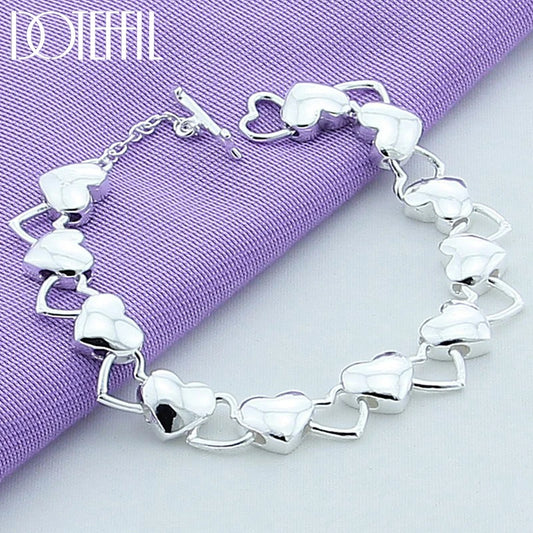 DOTEFFIL 925 en argent Sterling solide creux plein coeur Bracelet pour femme charme mariage fiançailles fête bijoux de mode