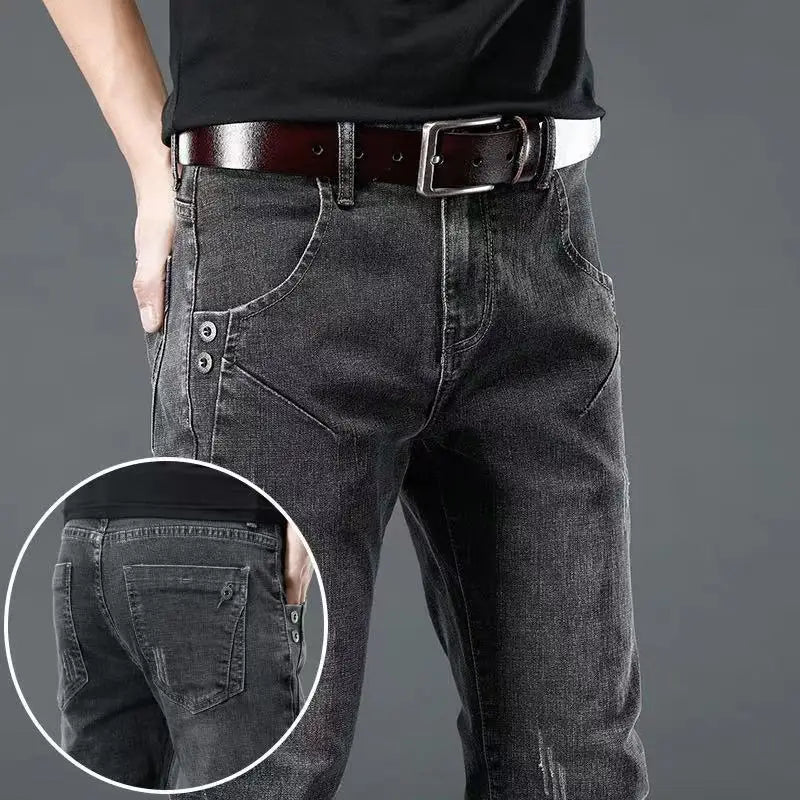 Jean Slim en Denim pour Homme, Pantalon Crayon Décontracté, Nouvelle Collection Printemps et Automne