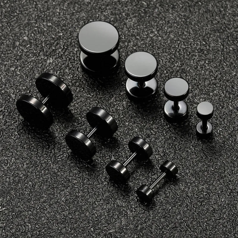 1 pièce Punk acier inoxydable vis haltère gothique boucles d'oreilles pour femmes hommes