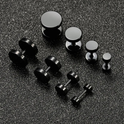 1 pièce Punk acier inoxydable vis haltère gothique boucles d'oreilles pour femmes hommes