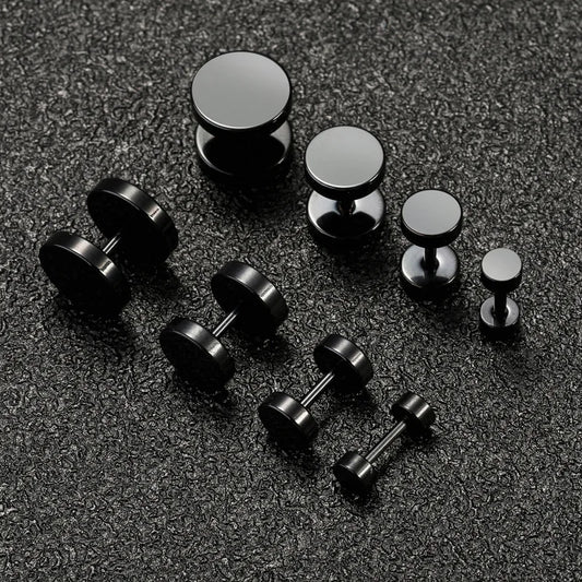 1 pièce Punk acier inoxydable vis haltère gothique boucles d'oreilles pour femmes hommes
