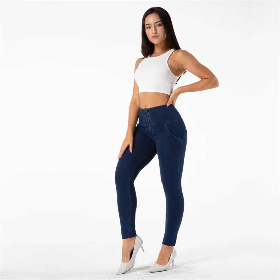 Shascullfites mélodie gris taille haute fermeture éclair mouche jean jegging bout à bout jean taille haute jean extensible bleu noir gris Denim
