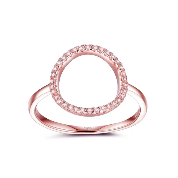 Bague en argent sterling 925 anneau blanc et rose en cercle brillant, zircon, cubique, solide