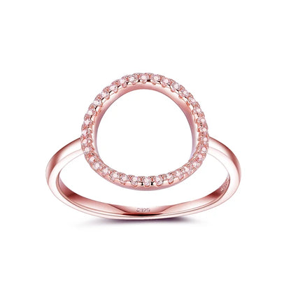 Bague en argent sterling 925 anneau blanc et rose en cercle brillant, zircon, cubique, solide