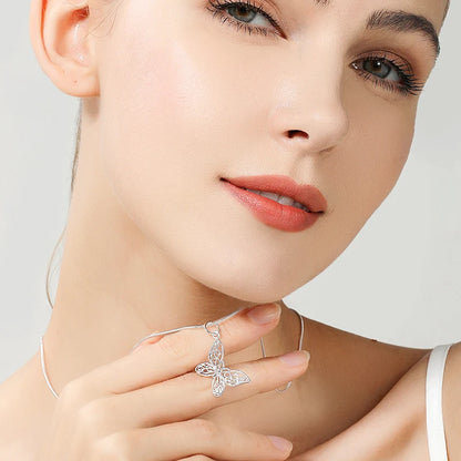 DOTEFFIL – collier avec pendentif papillon en argent Sterling 925, chaîne serpent de 18/20/22/24/28/30 pouces pour femmes, bijoux de fiançailles et de mariage