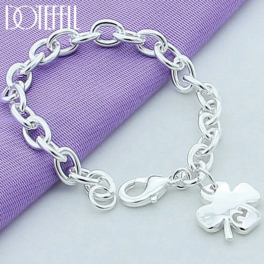 DOTEFFIL 925 argent Sterling trèfle feuilles chanceux numéro 5 Bracelet 20 cm chaîne femmes mariage fiançailles fête bijoux