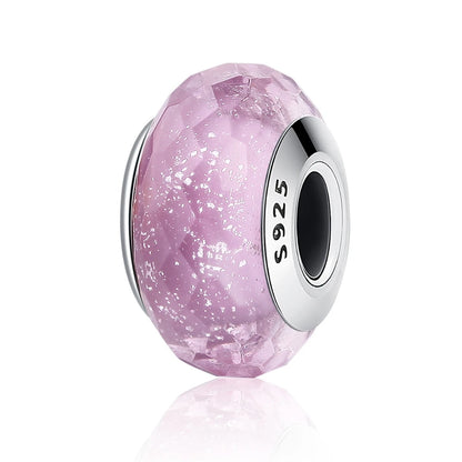 BAMOER 925 en argent Sterling belle fleur rose perles de charme en verre de Murano européen