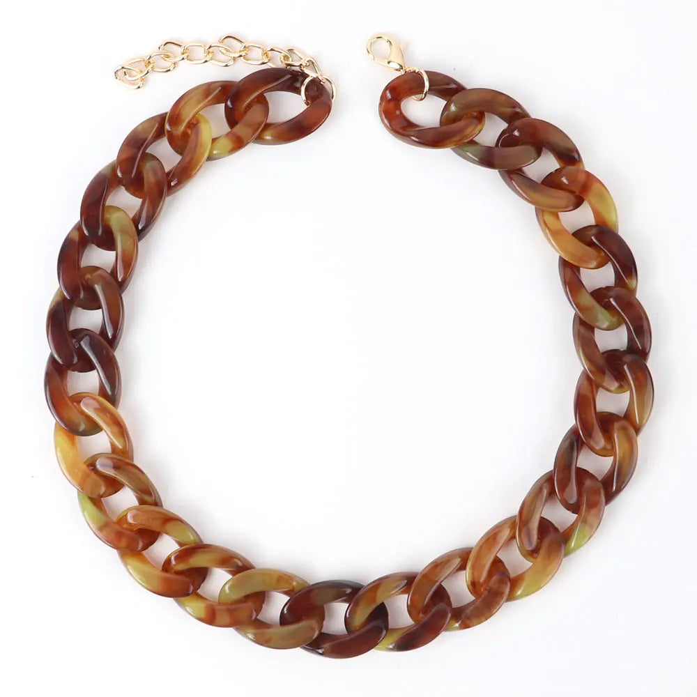 FishSheep-Collier de collier JoChoker en acrylique pour hommes et femmes, Rock Punk, Chunky Curb Optics, Bijoux Boho, 26 couleurs