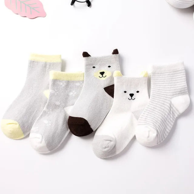 5 paires / lots de chaussettes en coton doux pour enfants garçons filles bébé bande de mode bande chaude automne hiver 0-8 ans chaussettes de dessin animé pour enfants